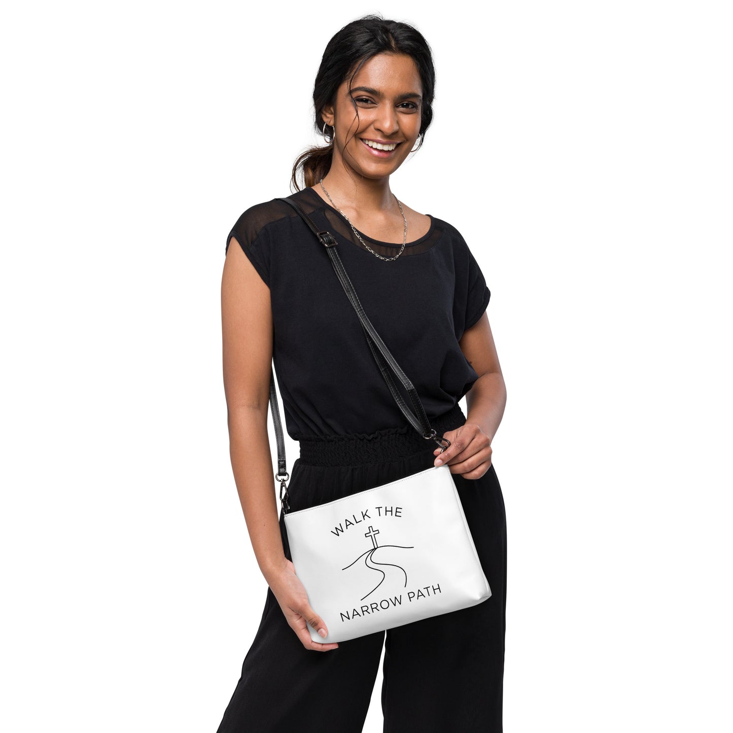 Faux leather crossbody bag with adjustable strap - Adomtok