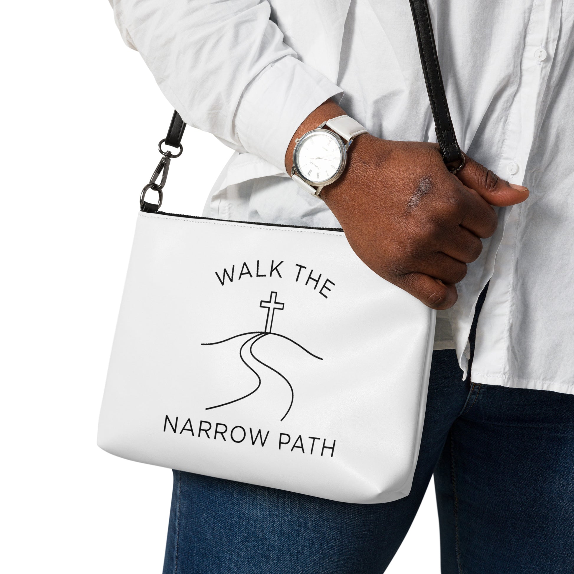 Modern crossbody bag with dark gray hardware - Adomtok