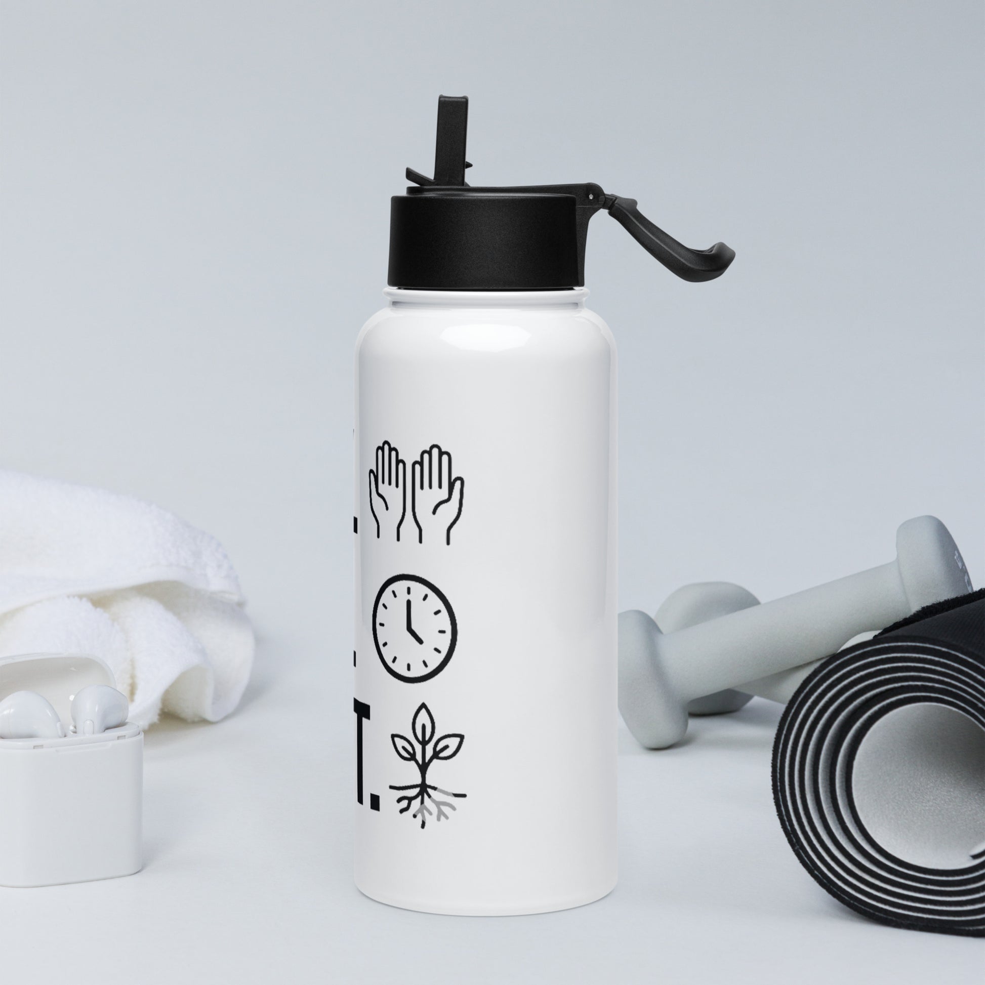 Portable stainless steel bottle with wide mouth straw - Adomtok