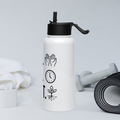 Portable stainless steel bottle with wide mouth straw - Adomtok